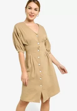ZALORA BASICS Balloon Sleeves Midi Dress