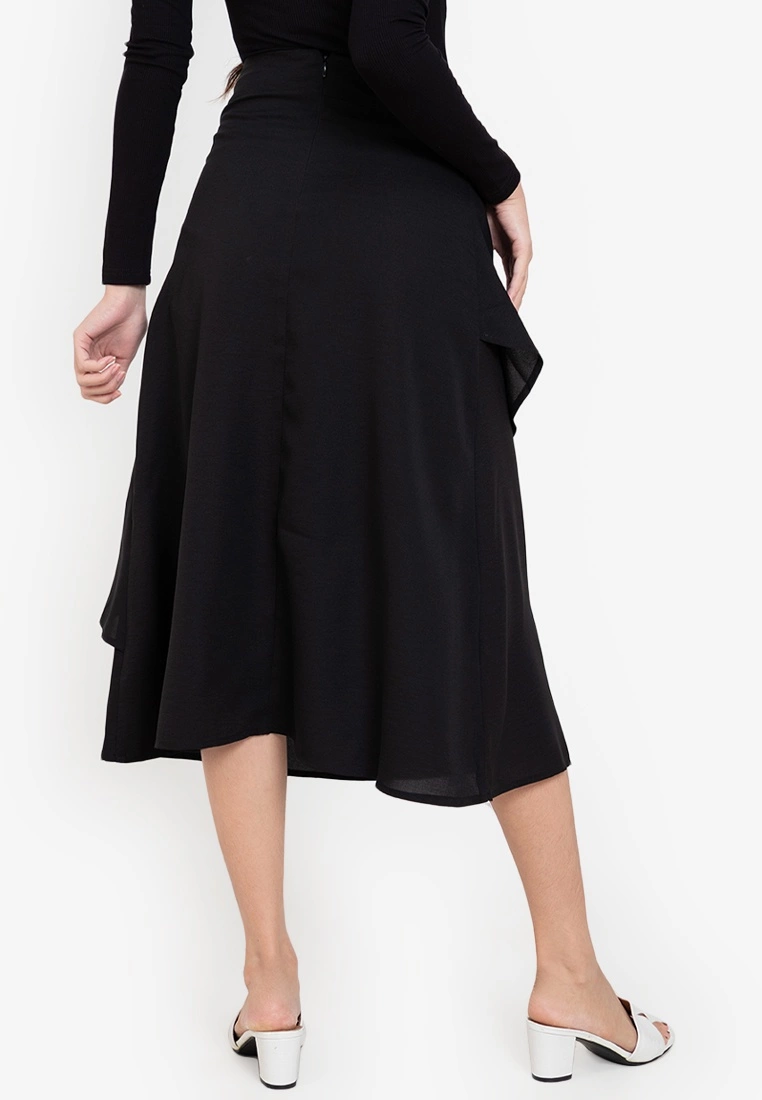 ZALORA BASICS Asymmetric Ruffle Midi Skirt - Billede 2