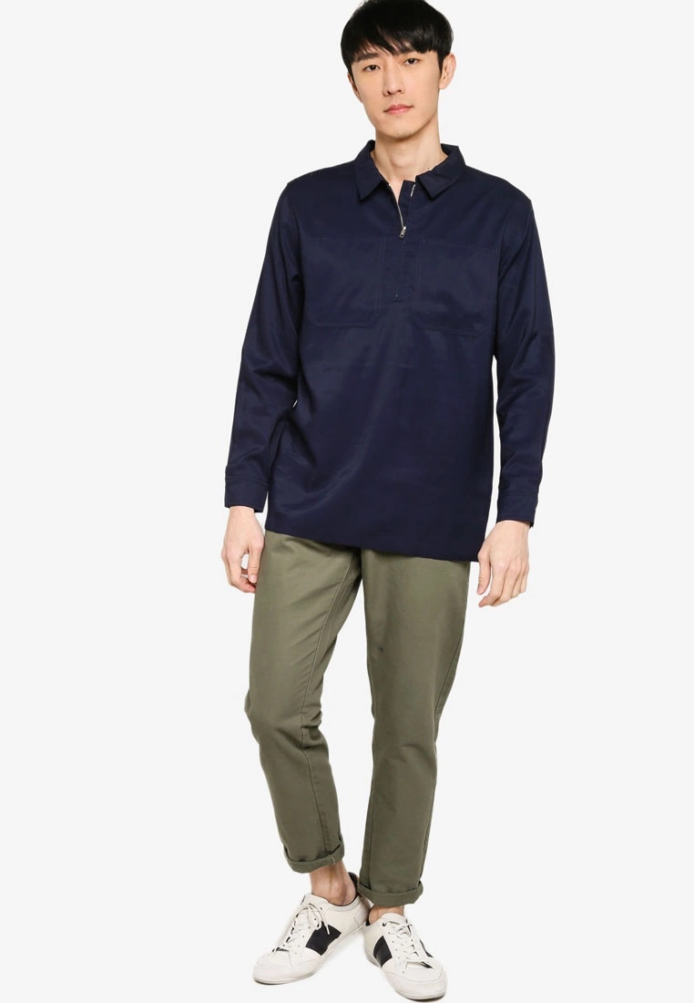 ZALORA BASICS Regular Fit Half Zip Utility Shirt - Billede 4