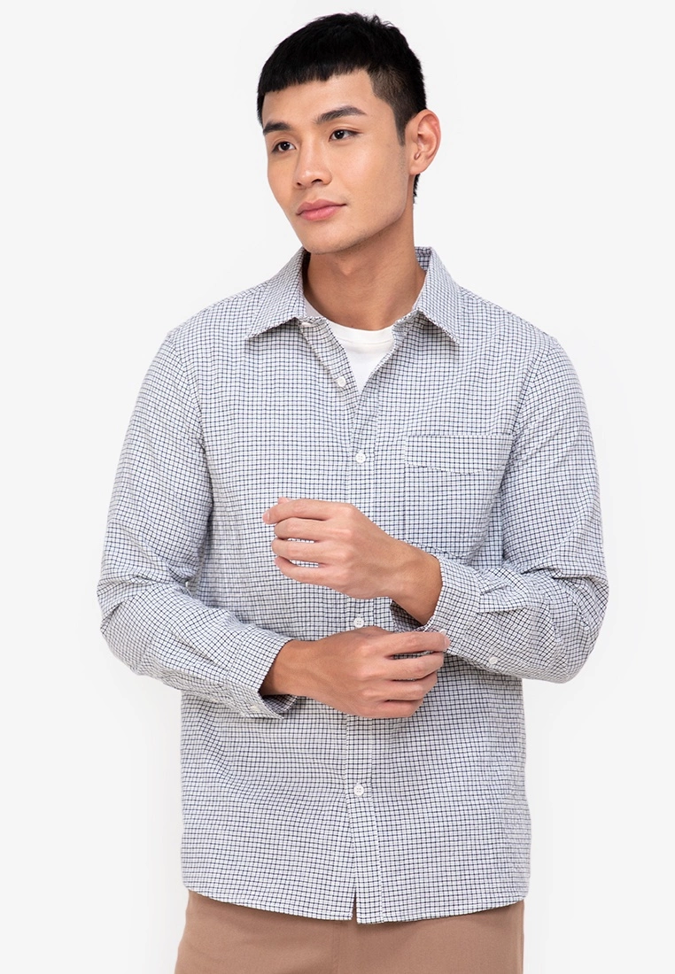 ZALORA BASICS Mini Seersucker Check Shirt