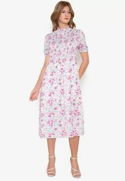 ZALORA BASICS Puff Sleeve Midi Dress