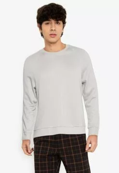 ZALORA BASICS Mid-Seam Round Neck Sweatshirt