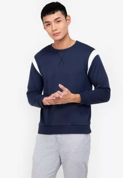 ZALORA BASICS Contrast Sleeve Panel Pullover