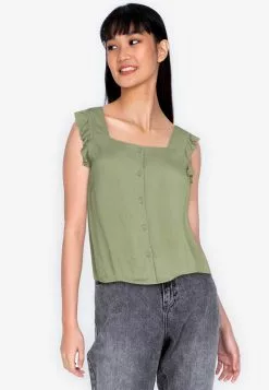 ZALORA BASICS Flutter Sleeves Square Neck Top