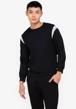 ZALORA BASICS Contrast Sleeve Panel Pullover