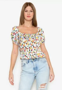 ZALORA BASICS Puff Sleeve Crop Top