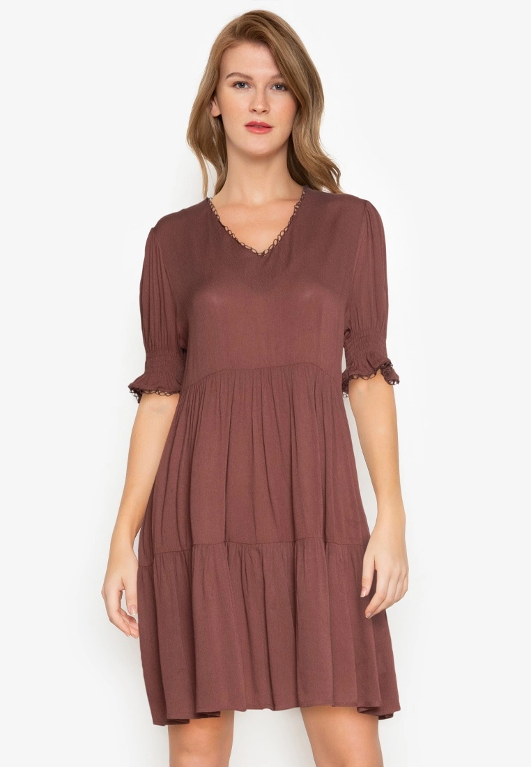 ZALORA BASICS V-Neck Babydoll Dress