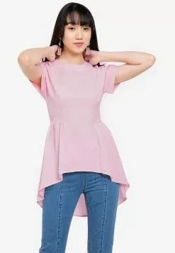 ZALORA BASICS Dip Hem Frill Side Tunic