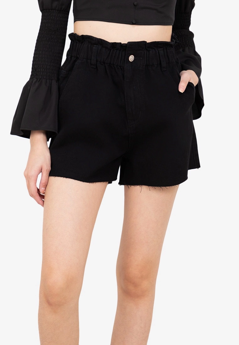 ZALORA BASICS Raw Hem Paperbag Denim Shorts - Billede 3