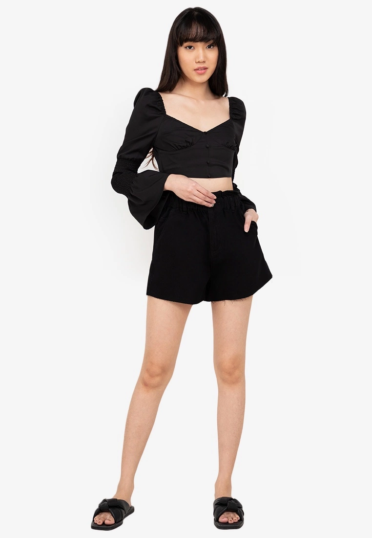 ZALORA BASICS Raw Hem Paperbag Denim Shorts - Billede 4