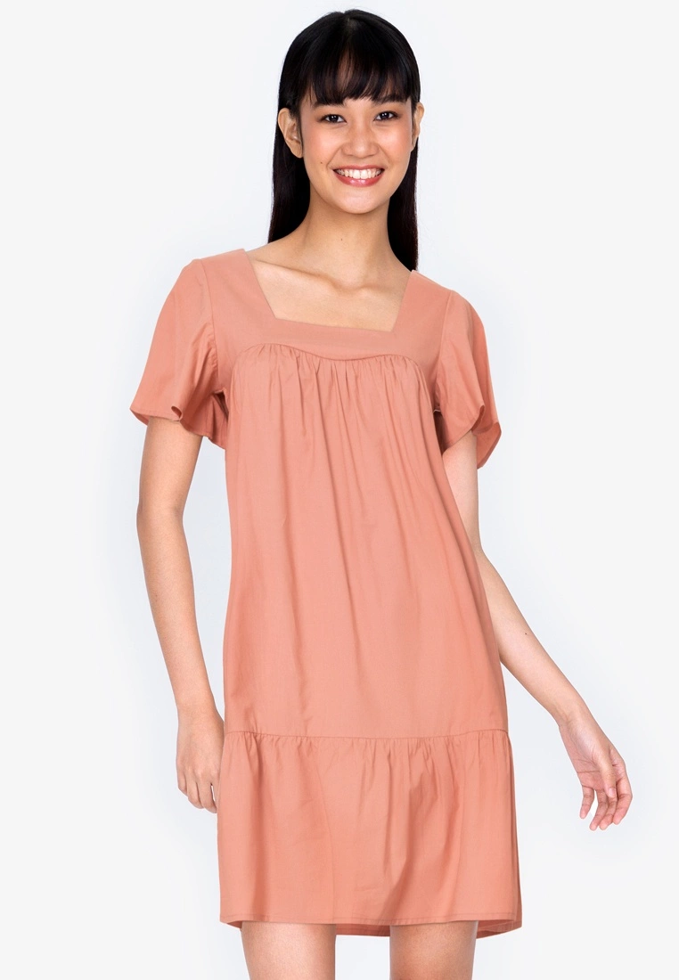 ZALORA BASICS Square Neck Smock Dress