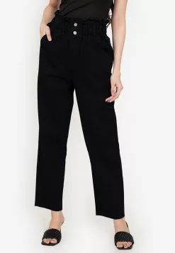 ZALORA BASICS Paper Bag Mom Jeans
