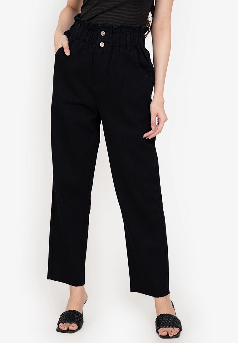 ZALORA BASICS Paper Bag Mom Jeans