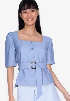ZALORA BASICS Square Neck Top with Belt