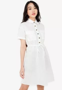 ZALORA BASICS Relaxed Drawstring Fit & Flare Dress