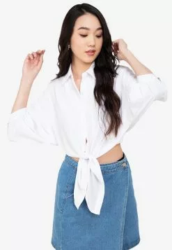 ZALORA BASICS 3/4 Sleeves Tie Front Shirt