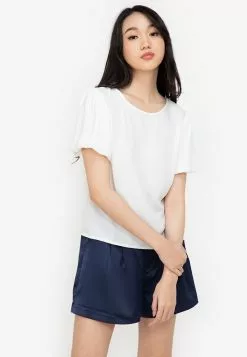 ZALORA BASICS 100% Recycled Polyester Puff Sleeve Top