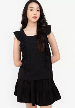 ZALORA BASICS Ruffle Sleeve Top