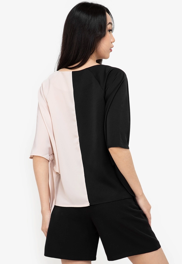 ZALORA BASICS Tie Sleeves Colourblock Shirt - Billede 2