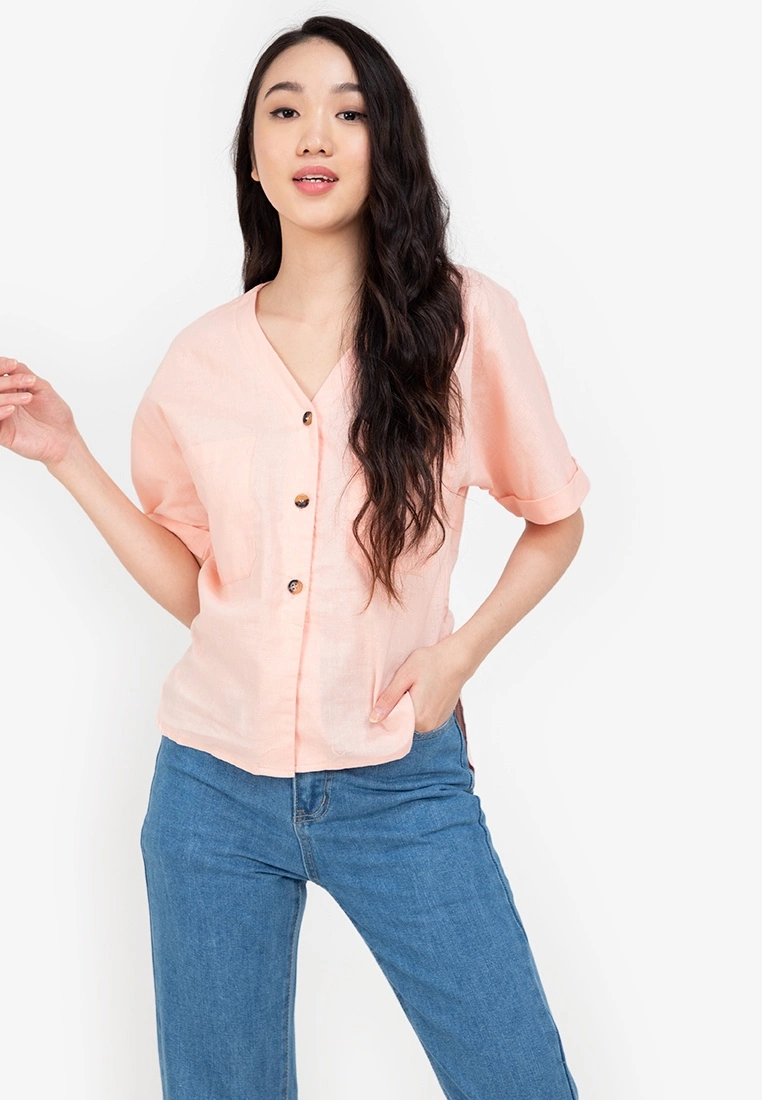 ZALORA BASICS Utility Rolled Cuff Shirt