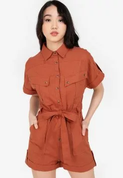 ZALORA BASICS Utility Sleeveless Playsuit