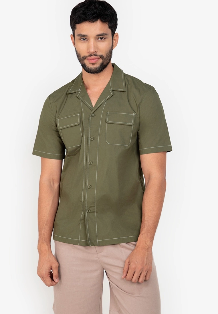ZALORA BASICS Oversize Constrast Stitch Shirt