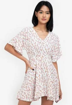 ZALORA BASICS Floral Bar Back Playsuit