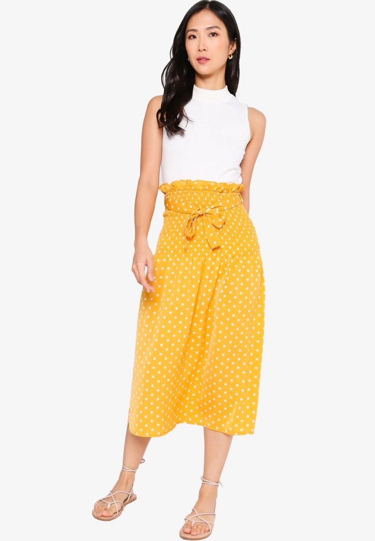 ZALORA BASICS Tie Waist Polka Dot Midi Skirt - Billede 4