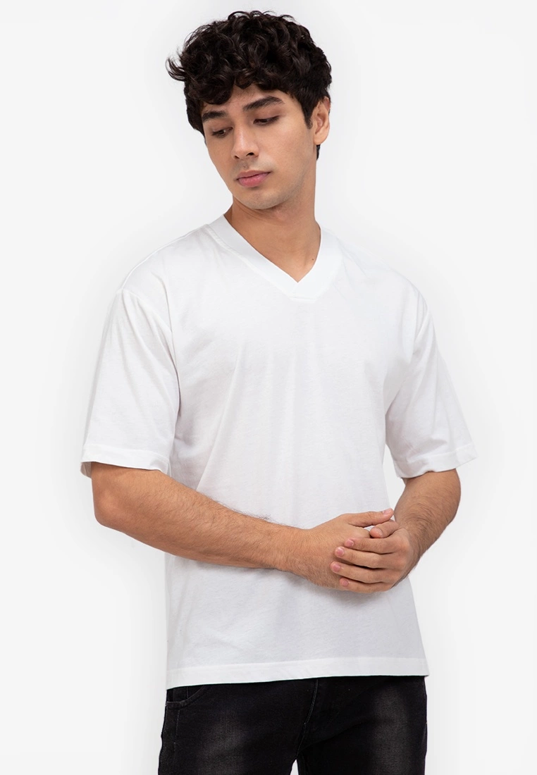 ZALORA BASICS V Neck Collar T-Shirt