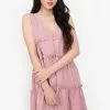 ZALORA BASICS Tiered V Neck Dress