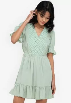 ZALORA BASICS Textured Panel Long Sleeve Mini Dress