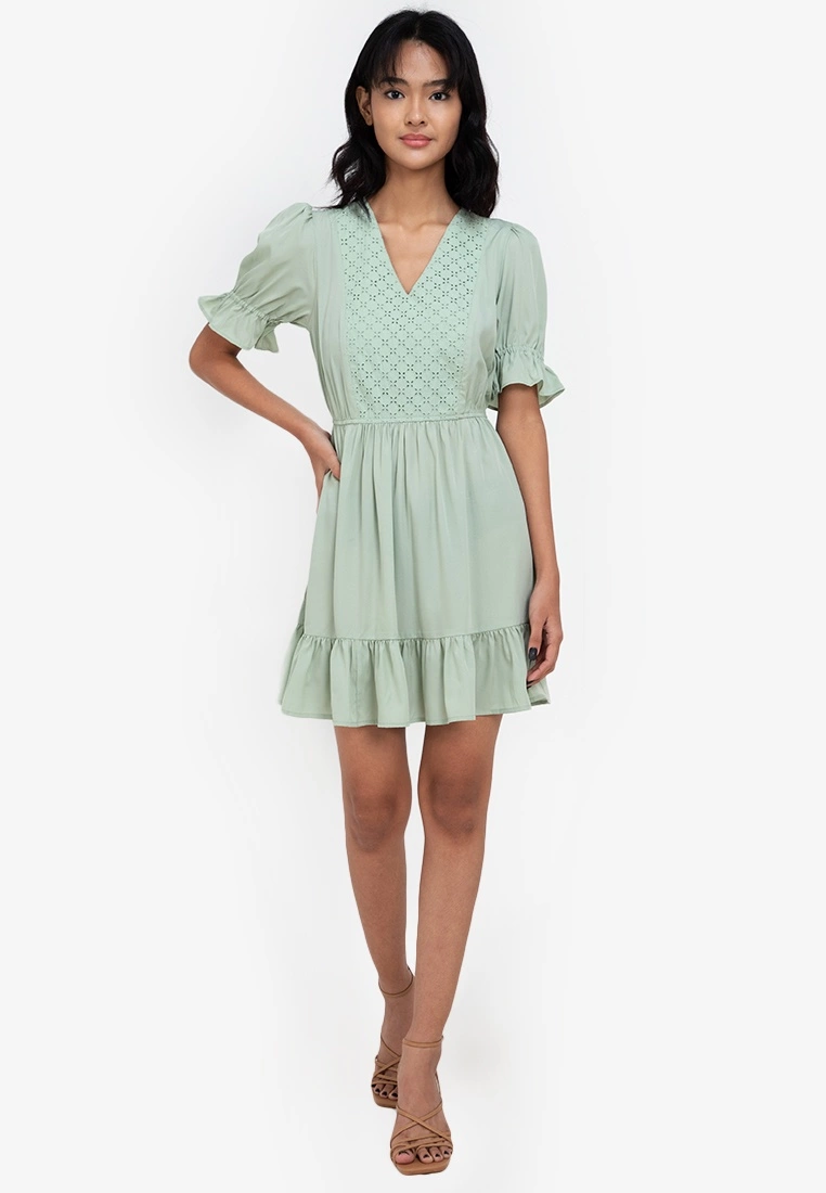 ZALORA BASICS Textured Panel Long Sleeve Mini Dress - Billede 4