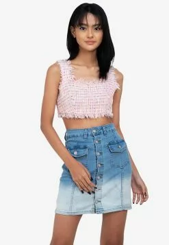 ZALORA BASICS Sprinkle Tweed Cropped Top