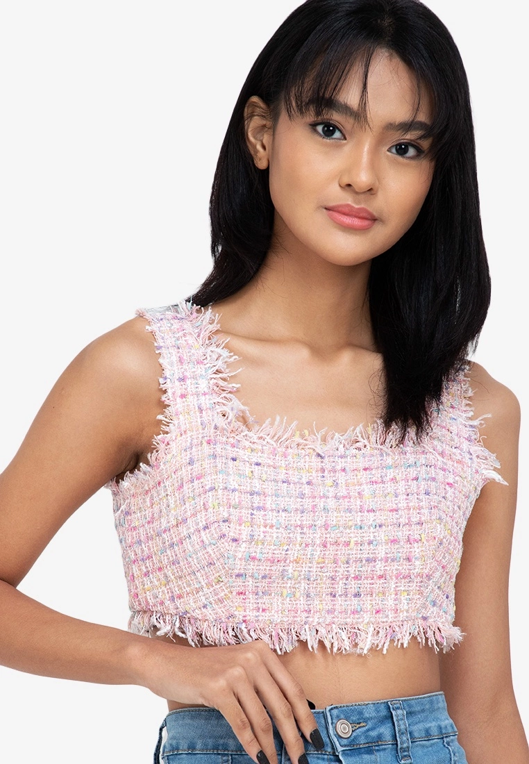 ZALORA BASICS Sprinkle Tweed Cropped Top - Billede 3