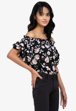ZALORA BASICS Ruffle Detail Off Shoulder Top
