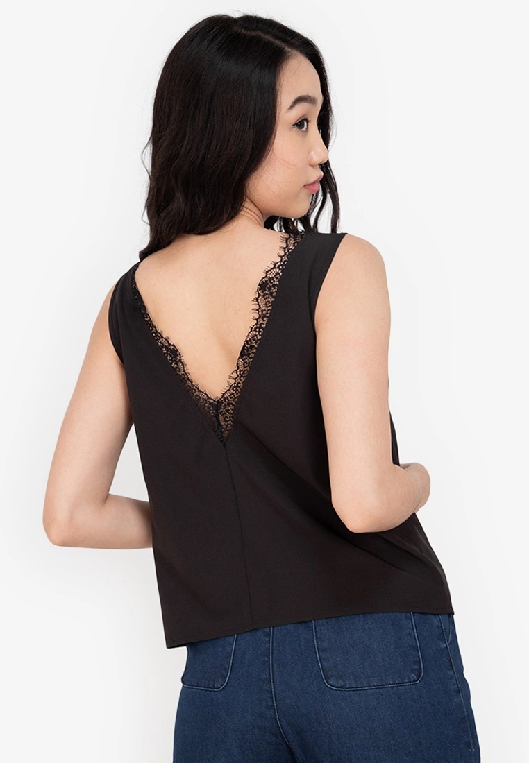 ZALORA BASICS V Neck Lace Insert Cami Top - Billede 2