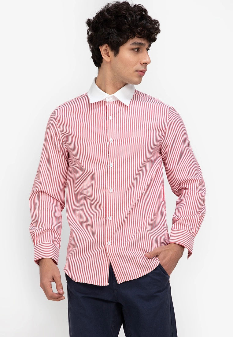 ZALORA BASICS Contrast Collar Shirt