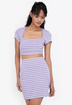 ZALORA BASICS Rib Square Neck Crop Top
