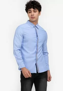 ZALORA BASICS Webbing-Trimmed Shirt