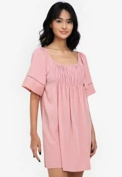 ZALORA BASICS Ruched Front Babydoll Dress