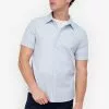 ZALORA BASICS Textured Stripes Short Sleeve Shirt