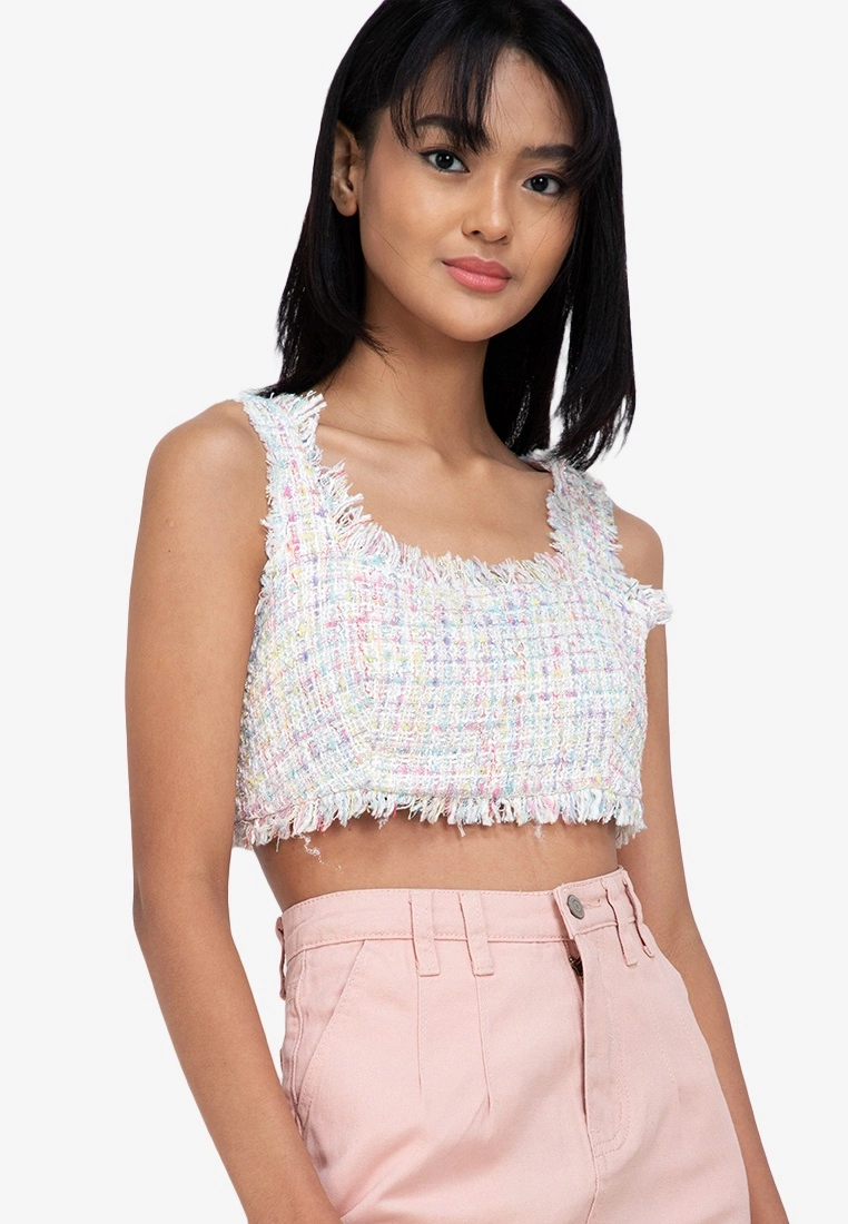 ZALORA BASICS Sprinkle Tweed Cropped Top - Billede 3