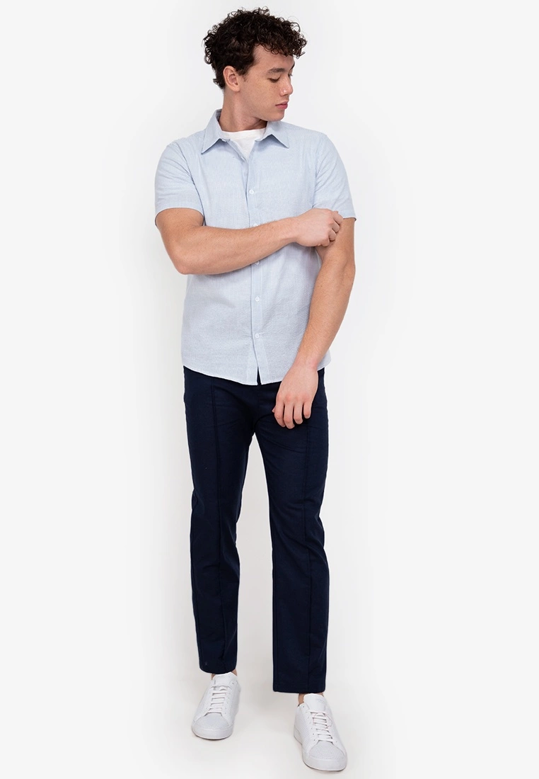 ZALORA BASICS Textured Stripes Short Sleeve Shirt - Billede 4