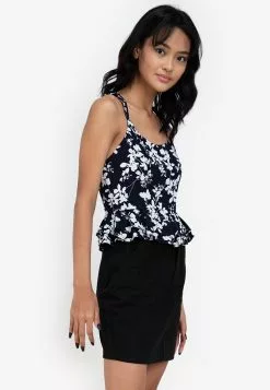 ZALORA BASICS Tie Back Detail Peplum Top
