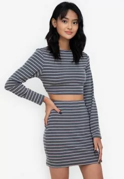 ZALORA BASICS Rib Open Back Long Sleeve Top