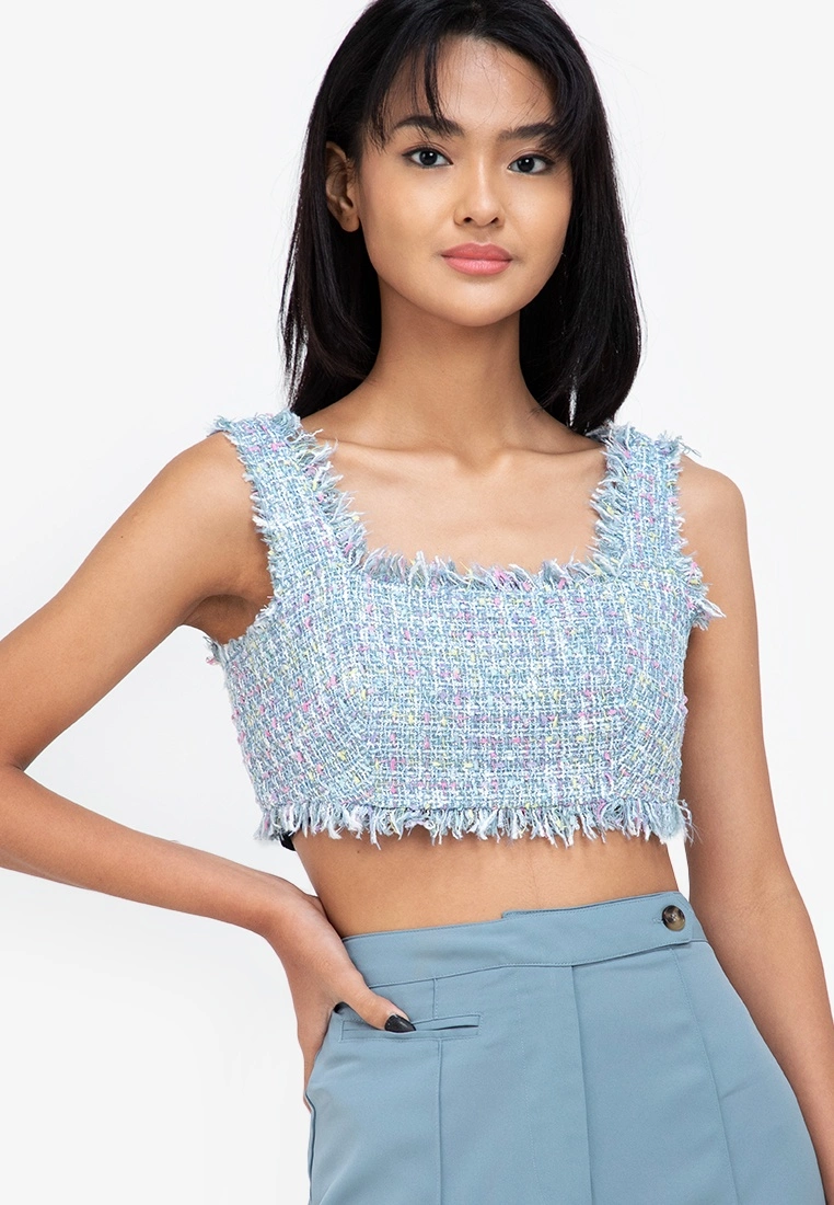 ZALORA BASICS Sprinkle Tweed Cropped Top - Billede 3