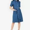 ZALORA BASICS Belted Shirt Denim Dress