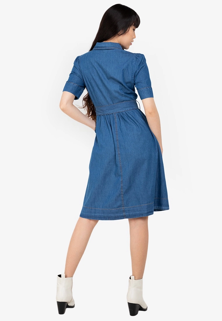 ZALORA BASICS Belted Shirt Denim Dress - Billede 2