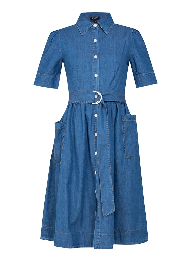 ZALORA BASICS Belted Shirt Denim Dress - Billede 5
