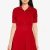 ZALORA BASICS Contrast Zip Up Knit Fit And Flare Dress